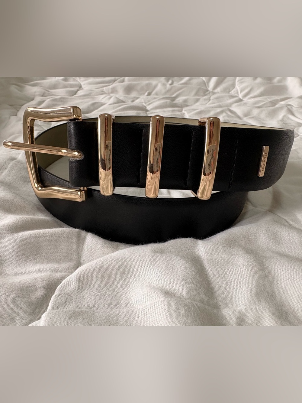 Nine West Black Belt with Gold-Tone Accents
